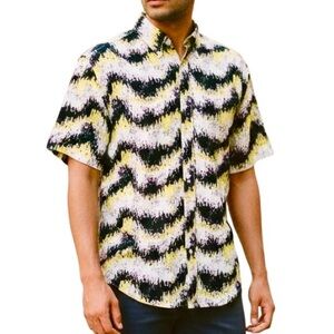 City Streets Shirt S Abstract Chevron 90’s Vintage Button Down